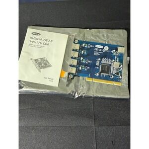 Belkin USB 2.0 5-Port PCI Card F5U220 Blue Excellent 4 External 1 Internal Port